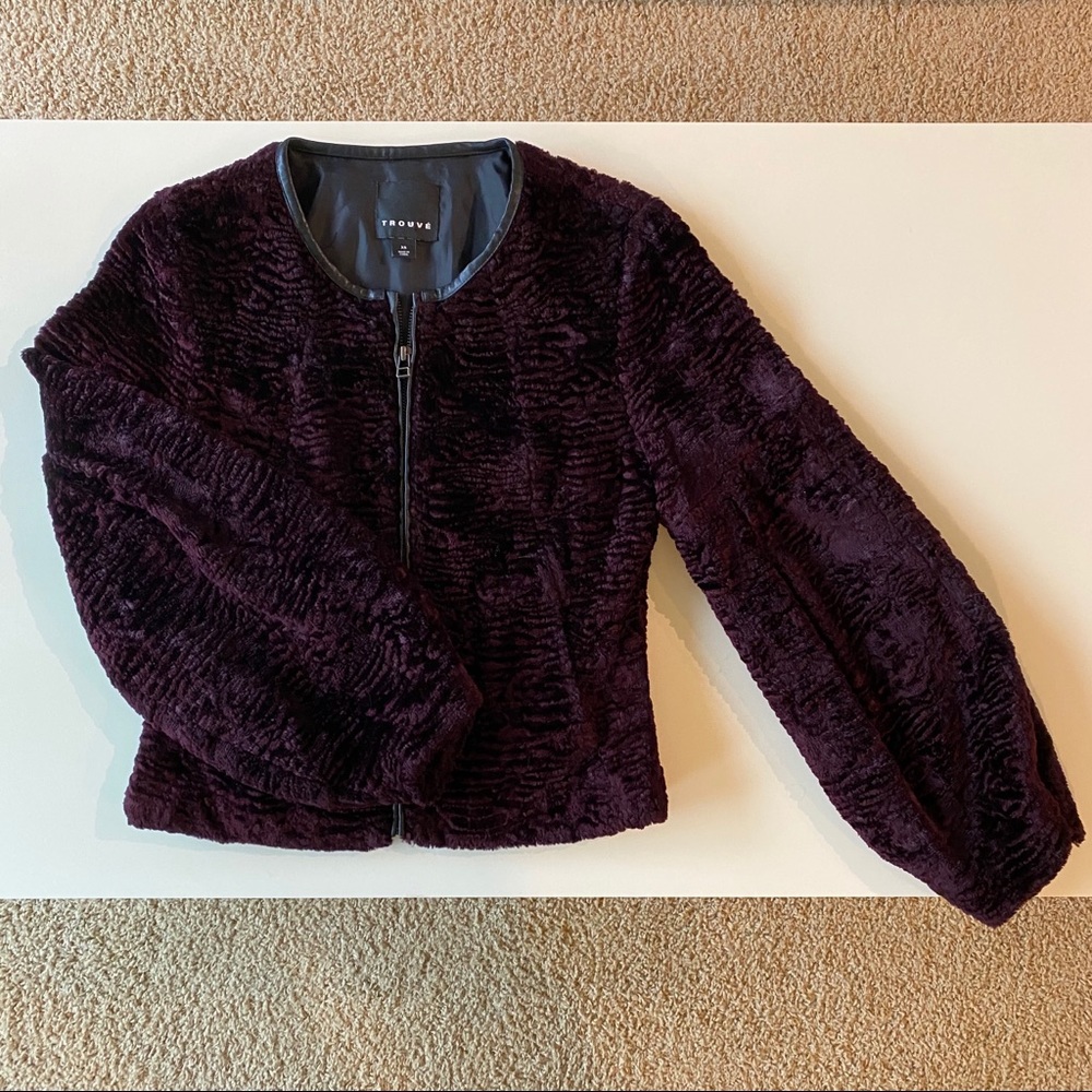 Textured Vegan Leather/Fur Jacket